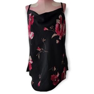 New! Maurices Summer Black Floral Cowl Neck Flowy Tank Top size Medium
